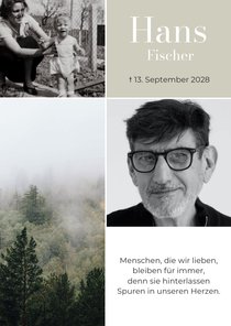  Einladung zur Trauerfeier graugrün Fotocollage