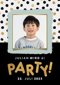 Einladungskarte 6. Kindergeburtstag 'Party' mit Foto