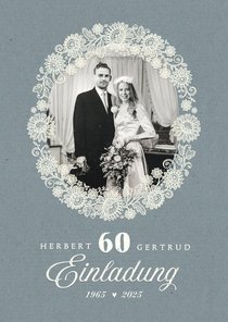 Einladungskarte 60. Hochzeitstag Foto und Spitzendekor