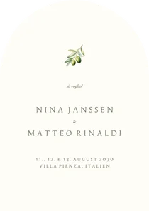 Einladungskarte Bogen Hochzeit Olivenzweig schlicht