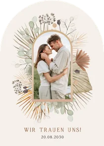 Einladungskarte Bogen Trockenblumen Boho-Hochzeit