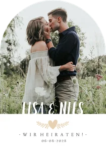 Einladungskarte Bogenform großes Foto Hochzeit