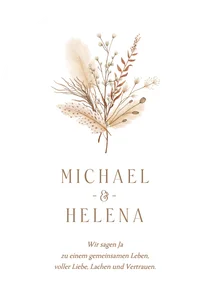 Einladungskarte Bogenform Trockenzweige Bohemien Hochzeit