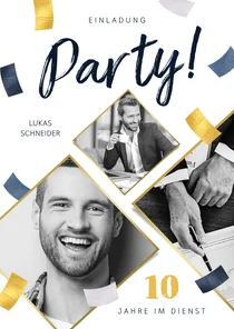 Einladungskarte Dienstjubiläum Foto & Konfetti