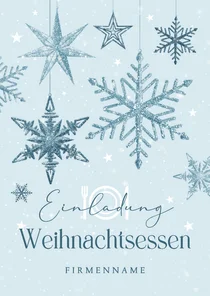 Einladungskarte Eiskristalle Weihnachtsessen geschäftlich
