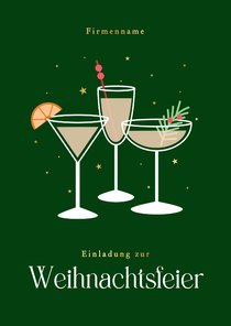 Einladungskarte Firmenweihnachtsfeier Cocktails grün