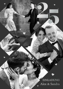 Einladungskarte Fotocollage Silberne Hochzeit 