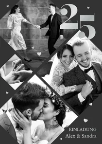 Einladungskarte Fotocollage Silberne Hochzeit