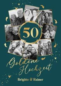 Einladungskarte Goldene Hochzeit Fotos in Kreisform