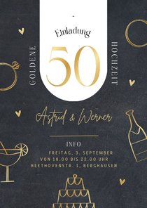 Einladungskarte Goldene Hochzeit Jahre Doodles