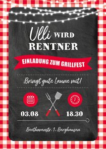 Einladungskarte Grillfest zur Rente