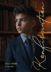 Einladungskarte großes Foto Konfirmation Goldschrift