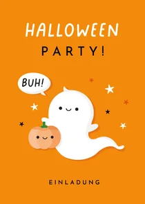 Einladungskarte Halloween Gespenst 'BUH' orange