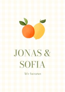 Einladungskarte Hochzeit Mandarine & Zitrone