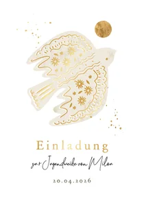 Einladungskarte Jugendweihe Vogel & Sonne