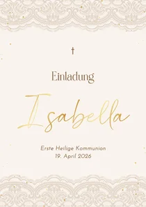 Einladungskarte Kommunion Spitze beige