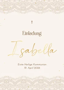 Einladungskarte Kommunion Spitze beige