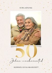 Einladungskarte mit Foto zum 50. Hochzeitstag Papierstruktur