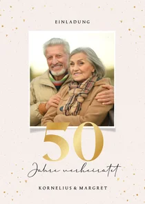Einladungskarte mit Foto zum 50. Hochzeitstag Papierstruktur