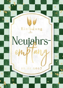 Einladungskarte Neujahrsempfang geschäftlich grün-kariert