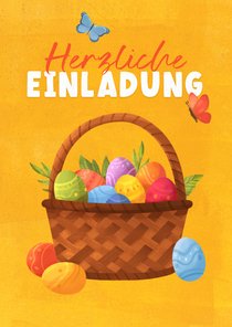 Einladungskarte Ostern bunter Osterkorb