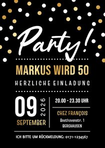 Einladungskarte Party Geburtstag mit Konfetti