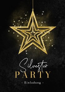 Einladungskarte Party zu Silvester Stern gold