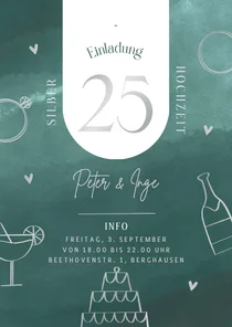 Einladungskarte Silberhochzeit Doodles