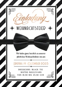 Einladungskarte Vintage Fliege Abendgala Weihnachtsfeier