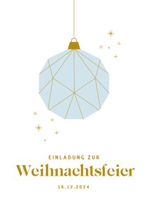 Einladungskarte Weihnachtsfeier blaue Weihnachtskugel