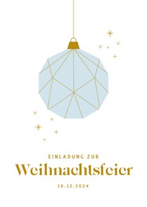 Einladungskarte Weihnachtsfeier blaue Weihnachtskugel