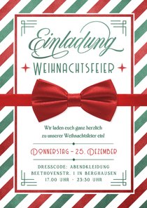 Einladungskarte Weihnachtsfeier vintage Anzugfliege