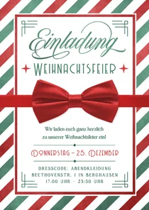 Einladungskarte Weihnachtsfeier vintage Anzugfliege
