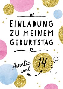 Einladungskarte zum 14. Geburtstag Kreise