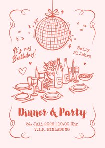 Einladungskarte zum Geburtstag Dinner & Party V.I.P.