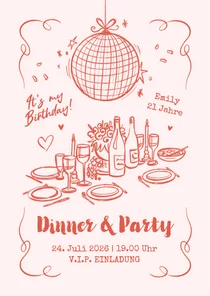 Einladungskarte zum Geburtstag Dinner & Party V.I.P.