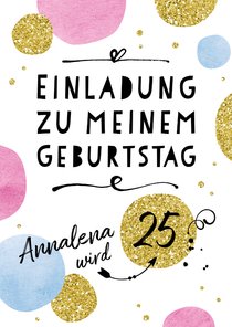 Einladungskarte zum Geburtstag Happy Dots