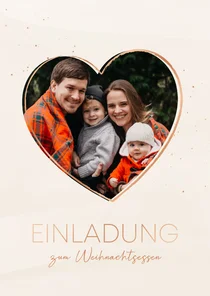 Einladungskarte zum Weihnachtsessen mit Herzfoto