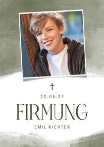 Einladungskarte zur Firmung Foto olivgrün