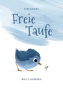 Einladungskarte zur freien Taufe blaues Vögelchen