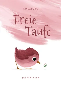 Einladungskarte zur freien Taufe rosa Vögelchen