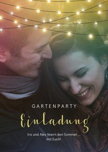 Einladungskarte zur Gartenparty mit Foto