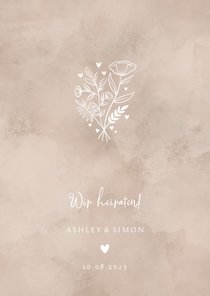 Einladungskarte zur Hochzeit altrosa Aquarell