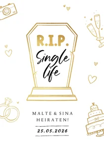 Einladungskarte zur Hochzeit Doodles 'RIP Single life'