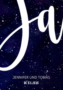 Einladungskarte zur Hochzeit im Galaxy Design