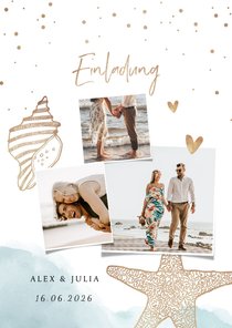 Einladungskarte zur Hochzeit mit Foto & Strandfeeling