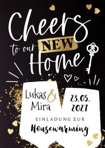 Einladungskarte zur Housewarming Sektgläser