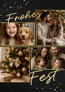 Elegante Weihnachts-Fotokarte schwarz-gold