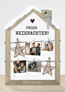 Firmen-Weihnachtskarte mit Fotos und Schneehaus