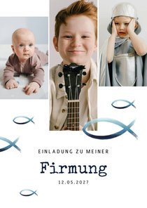 Firmungskarte Einladung Fotocollage & Fische